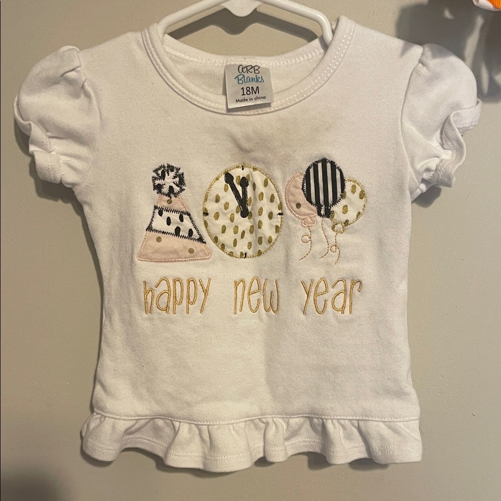 Happy New Year girls embroidery ARB Blanks 18 month girl